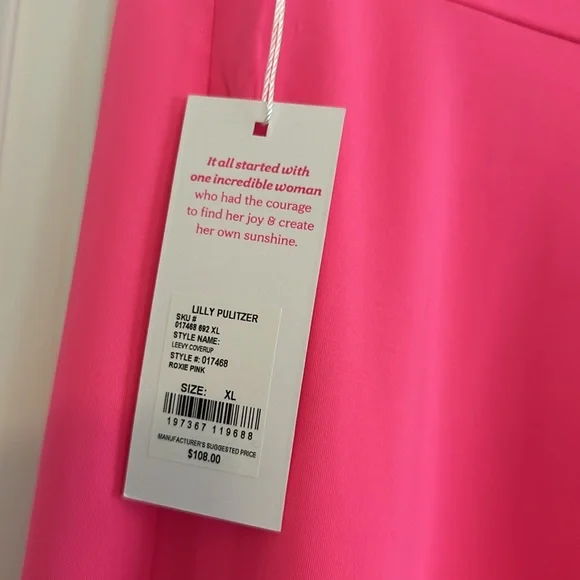 NWT Lilly Pulitzer Vibrant Pink Leevy coverup with Ruffle Accents - Picture 8 of 11